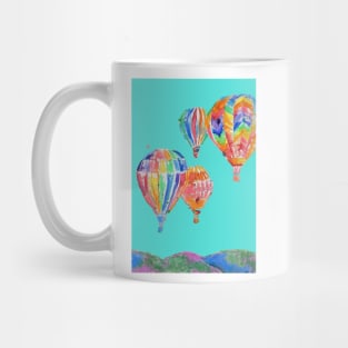 Hot Air Balloon Watercolor Painting on Aqua Turquoise Balloons Mug